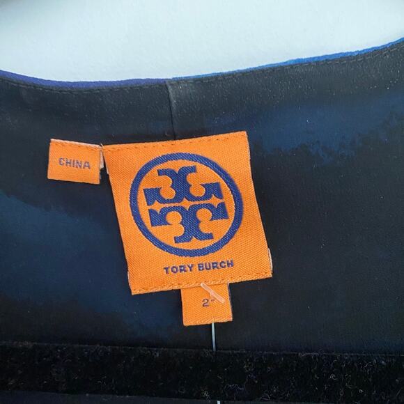 Tory Burch Dress Blue Sheath Style 100% Silk 2 - Picture 3 of 8